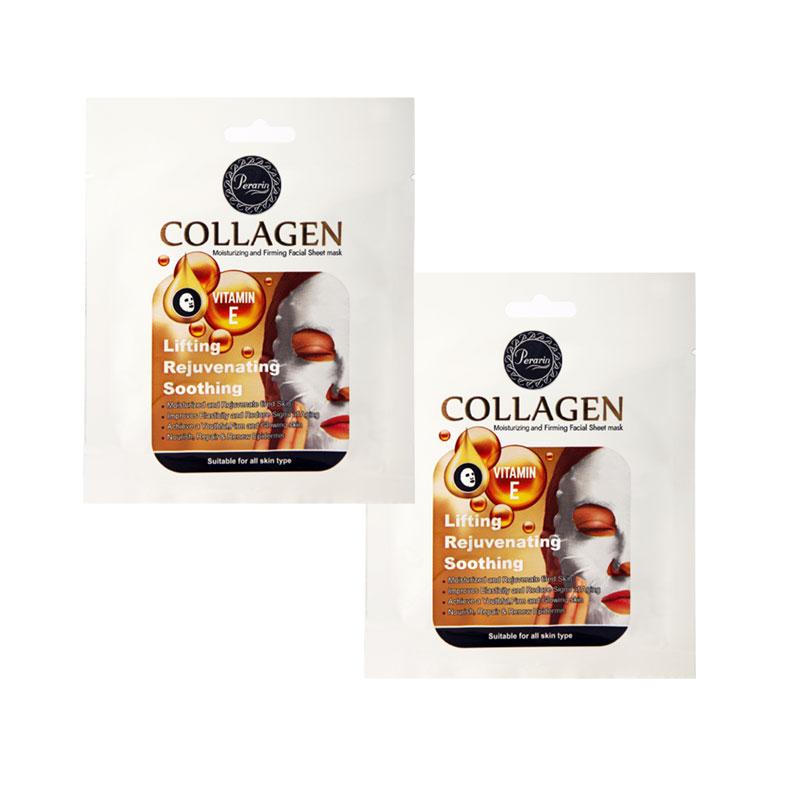 ماسک ورقه ای صورت پرارین مدل COLLAGEN و ویتامین E مناسب انواع پوست